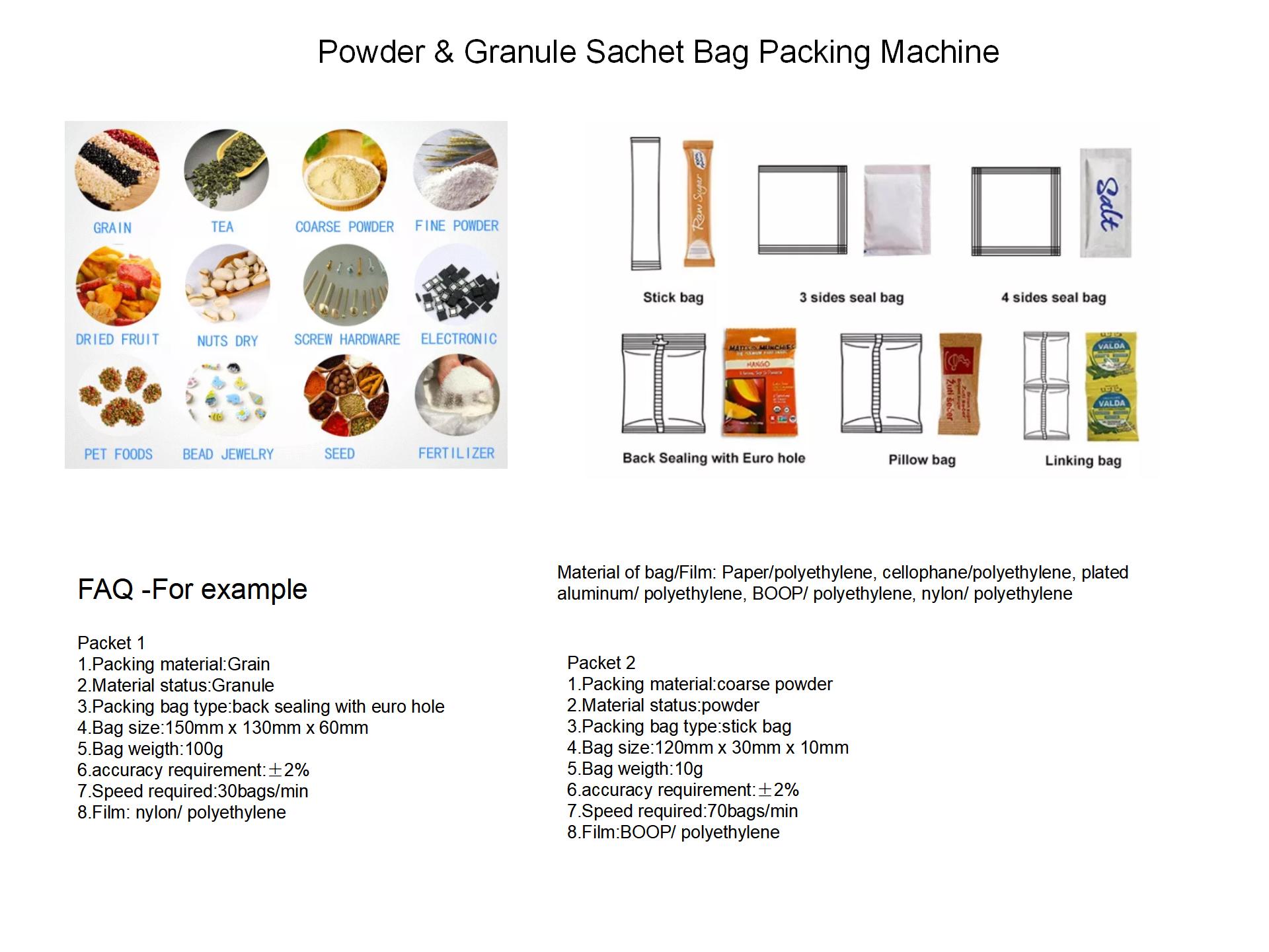 Probiotics powder bag packing machine
