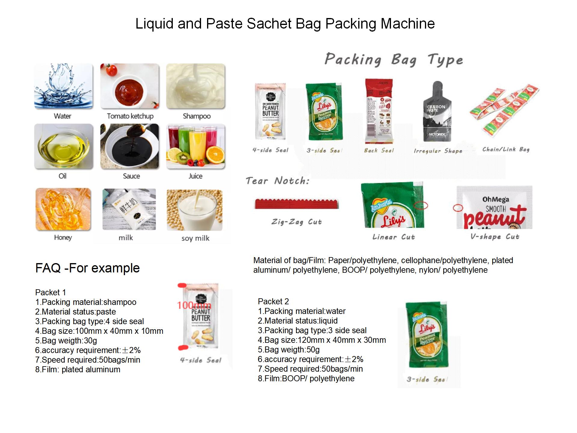 Automatic liquid paste sachet water bag filling sealing packing machine