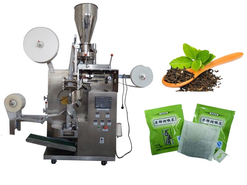 Inner and outer filter cotton green tea bag packing machine with  with label and string