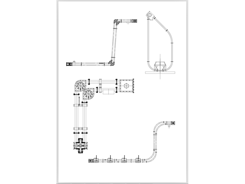 Pipe chain conveyor working process design drawing